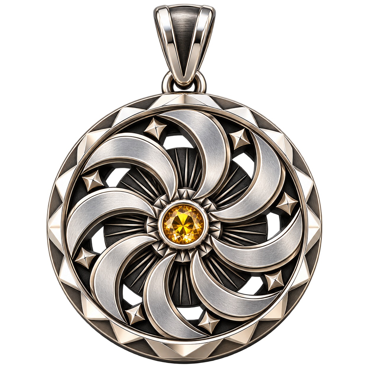 ARATHEOS Eternity Pendant with golden gemstone center
